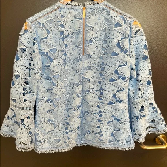 Ted Baker NWOT size 1 (S) bell sleeves Sky Blue Lace Blouse. Full descr in pics - Picture 15 of 17